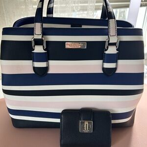 Kate Spade Blue and Pink Striped Satchel